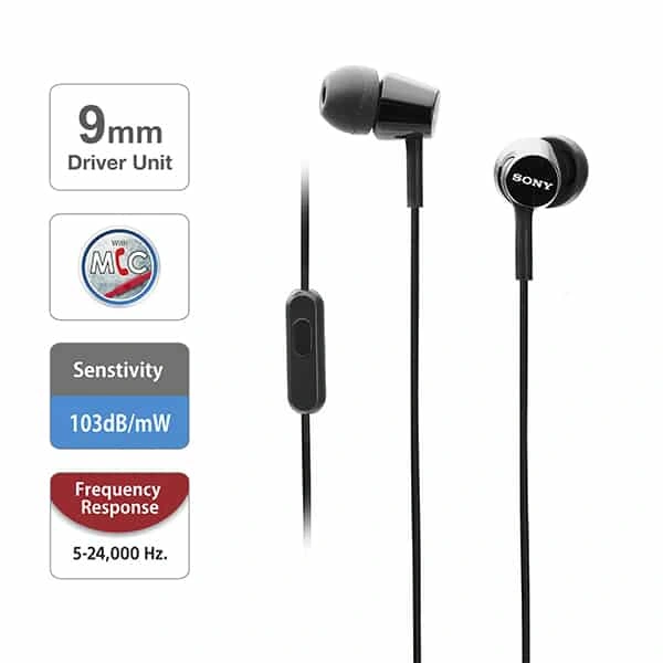 Sony MDR-EX155AP Wireless in Ear Headphone - Red - Red
