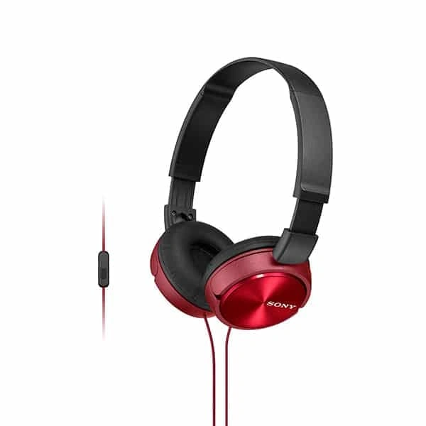 Sony MDR-ZX310AP On-ear Wired Sound Monitoring Headphones with mic - Red - Red