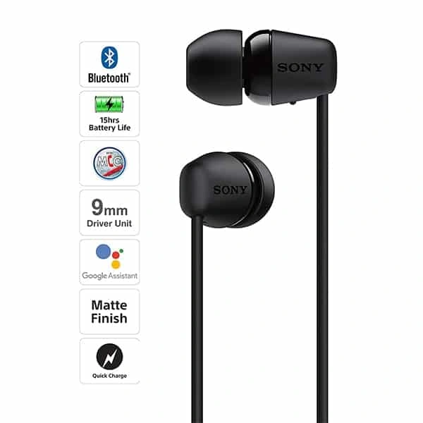 Sony WI-C200 Wireless In-ear Headphones - Black - Black
