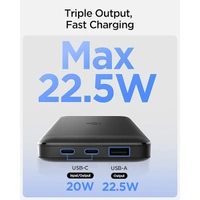 Spigen 10,000mAh 22.5W Fast Charging Iconic Power Bank - Black - Black