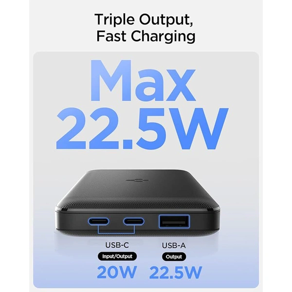 Spigen 10,000mAh 22.5W Fast Charging Iconic Power Bank - Black - Black