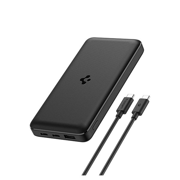 Spigen 20,000mAh, 22.5W Fast Charging Iconic Power Bank with 20W for 2 USB C Ports - Black