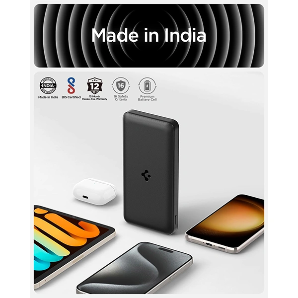 Spigen 20,000mAh, 22.5W Fast Charging Iconic Power Bank with 20W for 2 USB C Ports - Black