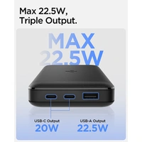 Spigen 20,000mAh, 22.5W Fast Charging Iconic Power Bank with 20W for 2 USB C Ports - Black