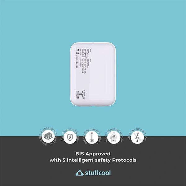 Stuffcool 10000mAh Palm Smallest QC PD 20W Type C Super Premium Mini Powerbank - White - White
