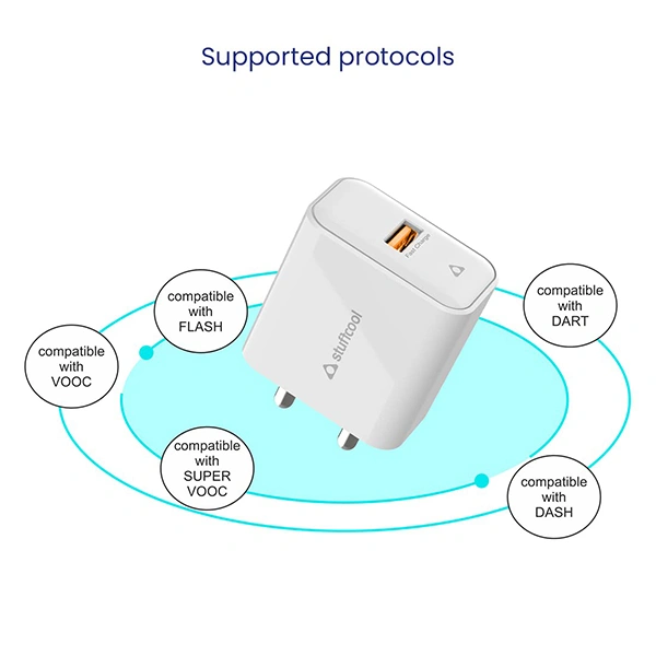 Stuffcool 22.5W USB A Port Flow Quick2 Single Port Wall Charger