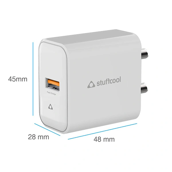 Stuffcool 22.5W USB A Port Flow Quick2 Single Port Wall Charger