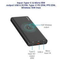 Stuffcool PB9036W 10000mAh 15W Wireless Powerbank