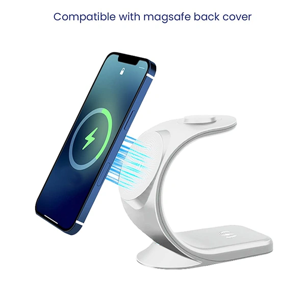 Stuffcool WC360 Magnetic 3-in-1 Wireless Charging Station With 18W QC3.0 Wall Charger included - Blue, White