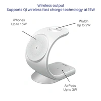Stuffcool WC360 Magnetic 3-in-1 Wireless Charging Station With 18W QC3.0 Wall Charger included - Blue, White
