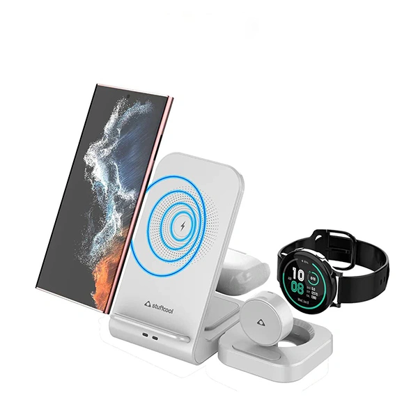 Stuffcool WC450 3 in 1 Wireless Charging Station Perfect for the iOS Ecosystem - Blue, White