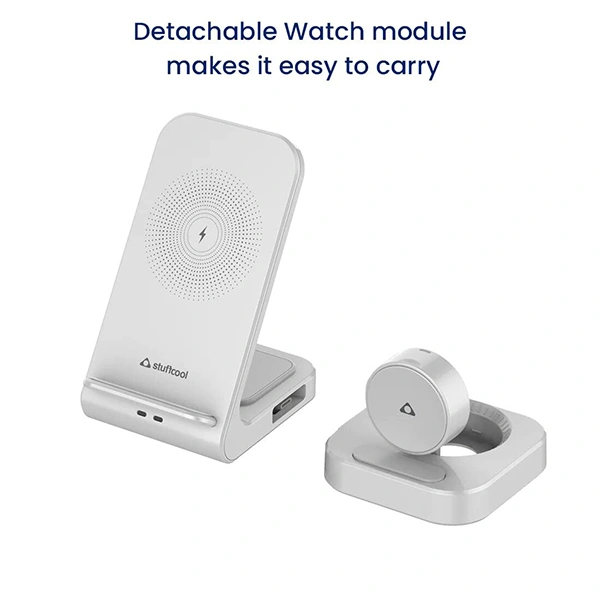 Stuffcool WC450 3 in 1 Wireless Charging Station Perfect for the iOS Ecosystem - Blue, White