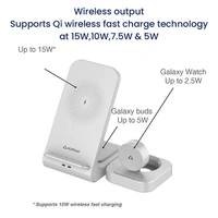 Stuffcool WC450 3 in 1 Wireless Charging Station Perfect for the iOS Ecosystem - Blue, White