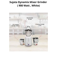 sujata Sujata 900 Watts Dynamix DX Mixer Grinder With 3 Jars - Ivory Gold, Twinkling Grey