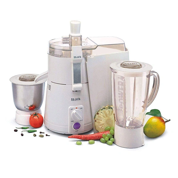 sujata Sujata 900 Watts Powermatic Plus Juicer Mixer Grinder With 3 Jars - Ivory Gold, Twinkling Grey