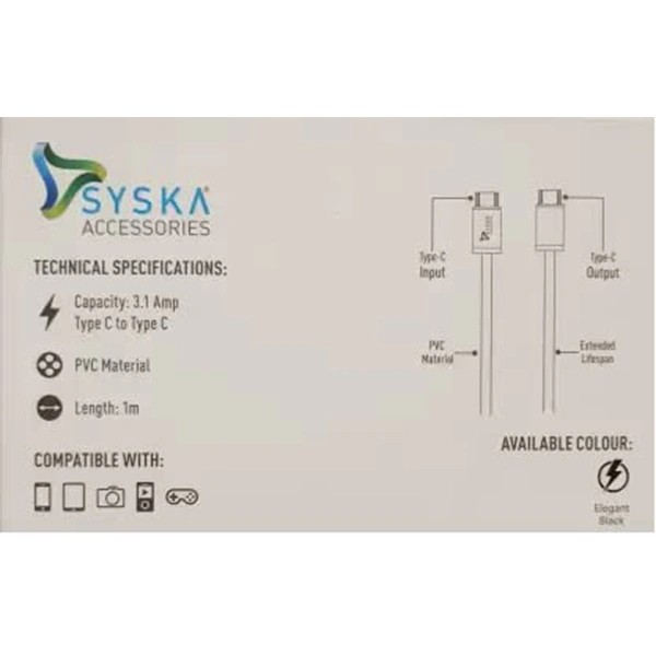 Syska SYSKA CABLE CC32 Cable Supports Fast Charging