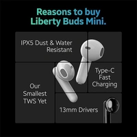 TAGG Liberty Buds Mini Truly Wireless In Ear Earbuds with Quad Mic - White - White