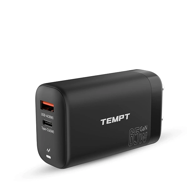 Tempt Alpha 2 Ports 65W Adapter - Black - Black
