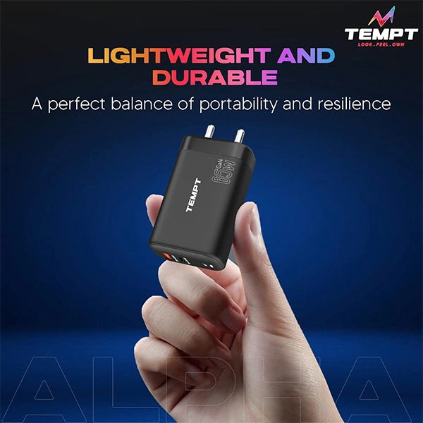 Tempt Alpha 2 Ports 65W Adapter - Black - Black