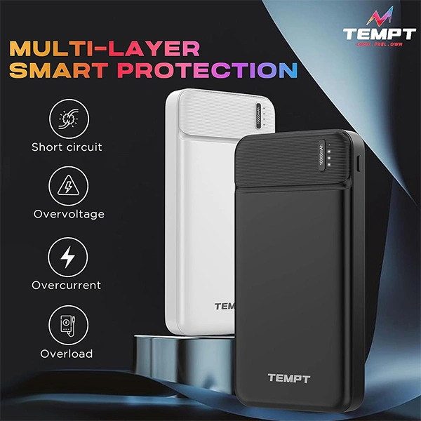 Tempt Booster 10000mAh Powerbank - Black, White