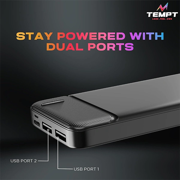 Tempt Booster 10000mAh Powerbank - Black, White