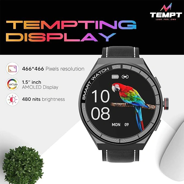 Tempt Edge Pro Smartwatch - Black - Black