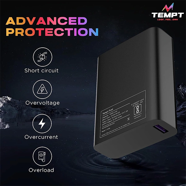 Tempt Fuel 10000mAh Powerbank - Black, White