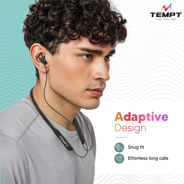 Tempt Rush Bluetooth Neckband - Grey - Grey