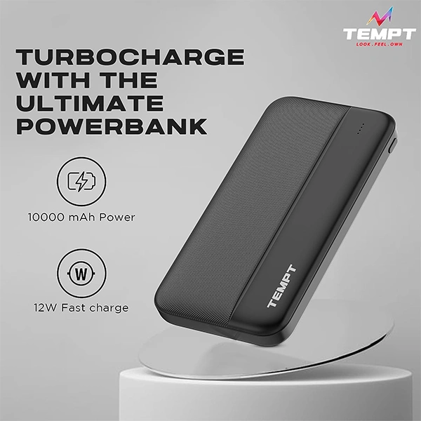 Tempt Storm 10000mAh Powerbank - Black, White