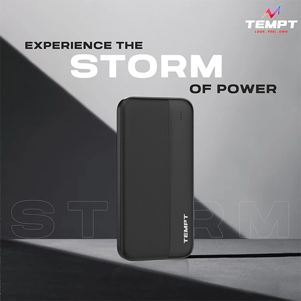 Tempt Storm 10000mAh Powerbank - Black, White
