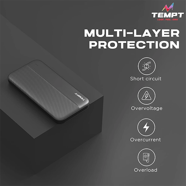 Tempt Storm 10000mAh Powerbank - Black, White