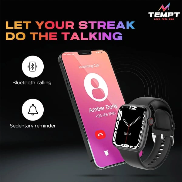 Tempt Streak Smartwatch - Grey - Grey