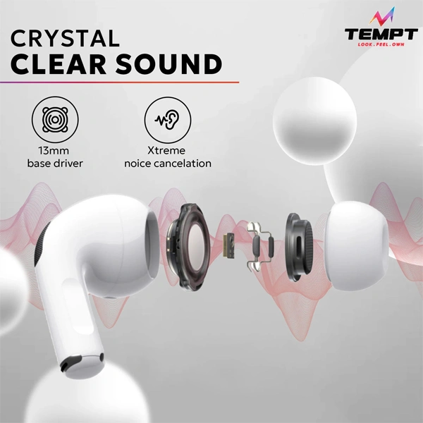 Tempt Wave Pro2 True Wireless Earbuds - White