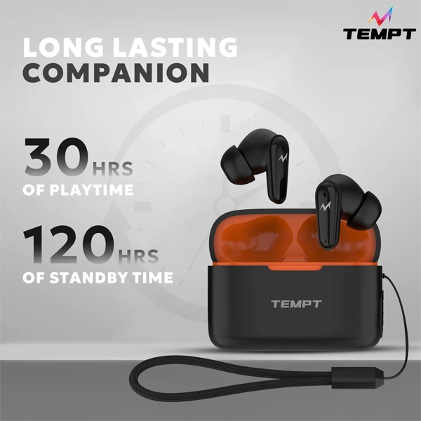 Tempt Wave True Wireless Earbuds - Black - Black