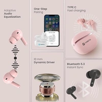Toreto Air Sync ANC Wireless Earbuds - Black - Black