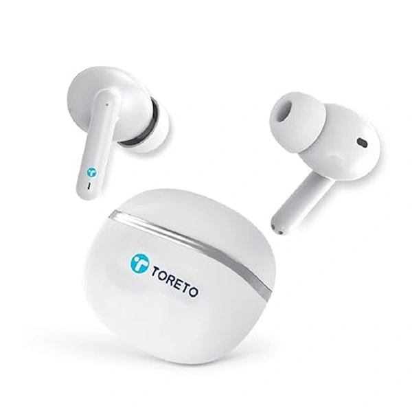 Toreto Air Sync ANC Wireless Earbuds - White - White