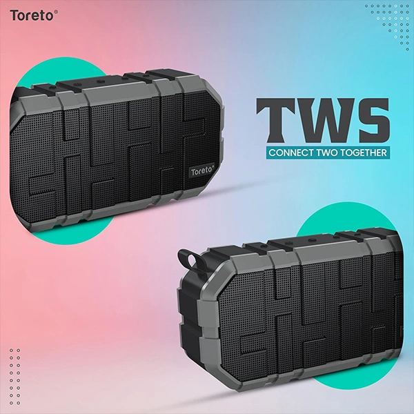 Toreto TOR-325 Boom+ 10W Portable Bluetooth Speaker - Grey - Grey