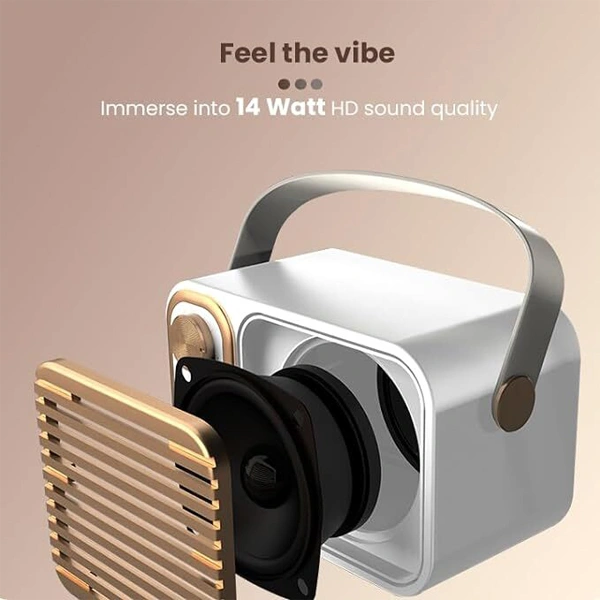 Toreto TOR-376 Retro Wireless Bluetooth Speaker 14W with Dual Wireless Karaoke Mic - Rose Gold