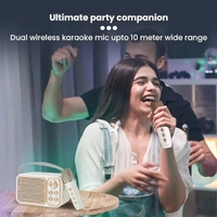 Toreto TOR-376 Retro Wireless Bluetooth Speaker 14W with Dual Wireless Karaoke Mic - Rose Gold