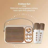 Toreto TOR-376 Retro Wireless Bluetooth Speaker 14W with Dual Wireless Karaoke Mic - Rose Gold