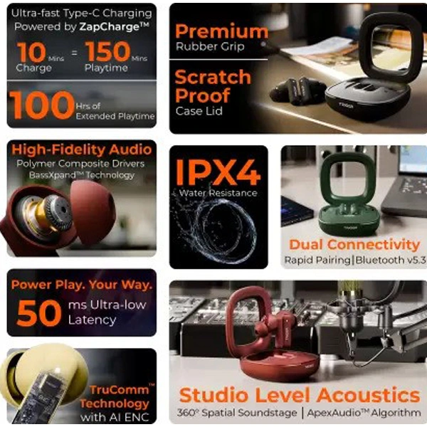 TRIGGR Apex S1 Earbuds with Dual Pairing - Pearl White - Pearl White
