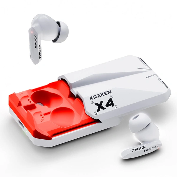 TRIGGR Kraken X4 Earbuds with 13mm Drivers - Snow Carmine - Snow Carmine