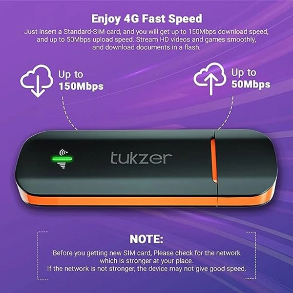 Tukzer 4G LTE Wireless USB Dongle Stick with All SIM Network Support