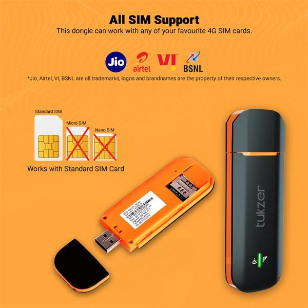 Tukzer 4G LTE Wireless USB Dongle Stick with All SIM Network Support