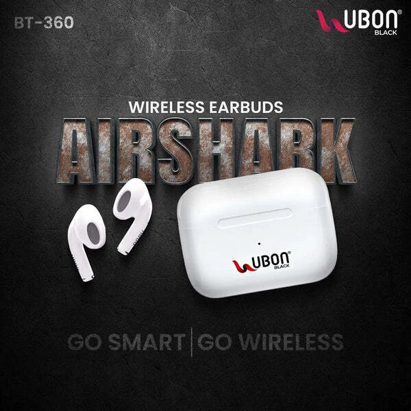 Ubon Air Shark BT-360 Truly Wireless Earbuds - Black, White