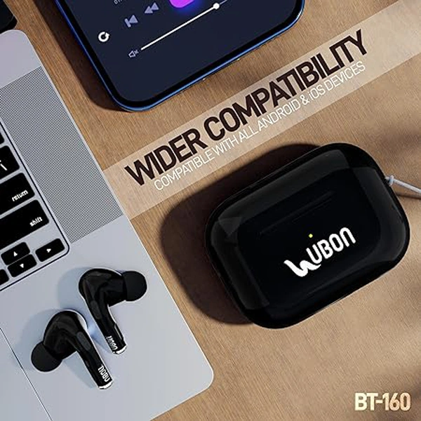 Ubon BT-160 True Wireless Earbuds - Black - Black