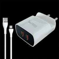 Ubon CH504 Power Adapter 2.6A with Type-C Charging Data Cable - Grey