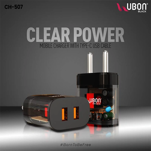 Ubon CH-507 Power 20W Charger Transparent Adapter - Grey
