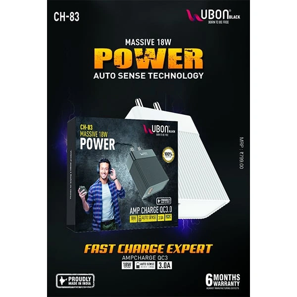 Ubon CH-83 Massive 18W Power Charger - Black