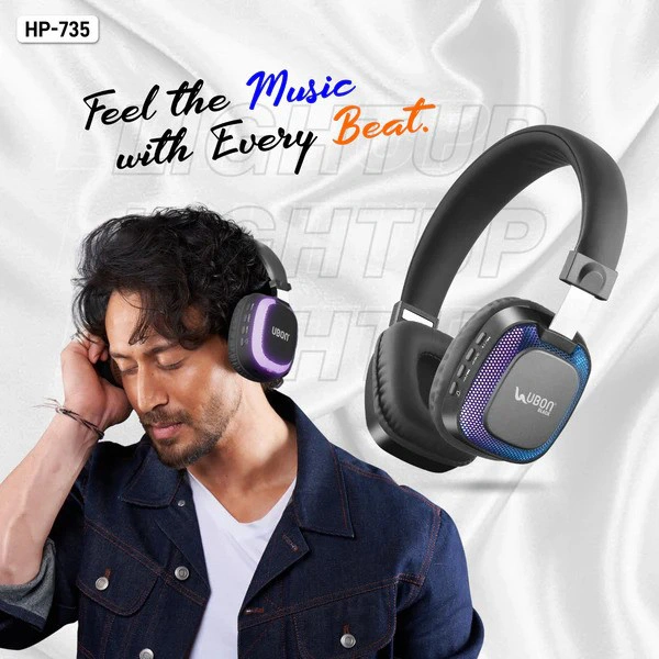 Ubon HP-735 Light UP Series Headphones - Blue - Blue